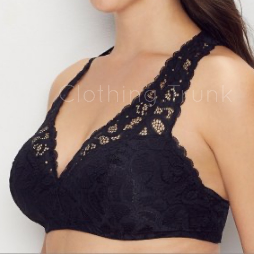 NWT Paramour Abbie Crochet Lace Bralette XL Black • Wireless Contour Padded Bra - Picture 6 of 9